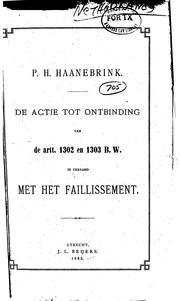 Cover of: De actie tot ontbinding van de artt. 1302 en 1303 B.W. in verband met het ...