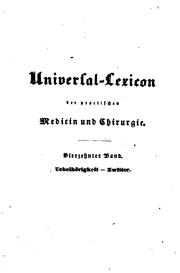 Cover of: Universal-lexicon der practischen Medicin und Chirurgie...