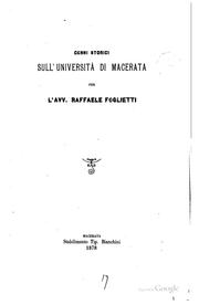 Cenni storici sull'Università di Macerata by Raffaele Foglietti