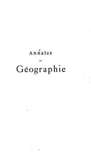 Cover of: Annales de géographie