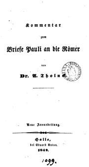 Cover of: Kommentar zum Briefe Pauli an die Römer. Neue Ausarbeitung