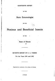 Cover of: Report of the State Entomologist on the Noxious and Beneficial Insects of ...