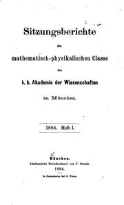 Cover of: Sitzungsberichte der mathematisch-physikalischen Classe der K.b. Akademie der Wissenschaften zu ... by 