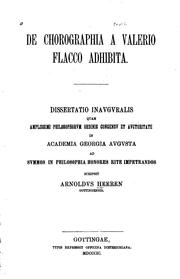 De Chorographia a Valerio Flacco adhibita by Arnoldus Heeren