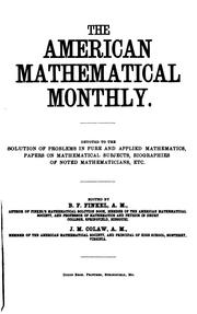 Cover of: The American Mathematical Monthly | 