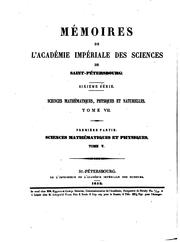 Cover of: Mémoires de l'Académie impériale des sciences de St.-Pétersbourg