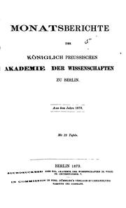 Cover of: Monatsberichte der Königlichen preussische Akademie des Wissenschaften zu Berlin