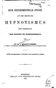Cover of: Eine experimentelle Studie auf dem Gebiete des Hypnotismus: Nebst ... by 