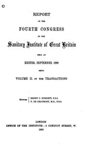 Cover of: Report of the ... Congress of the Sanitary Institute of Great Britain