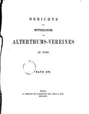 Cover of: Berichte und Mittheilungen des Alterthums-vereines zu Wien