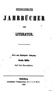 Cover of: Heidelberger Jahrbücher der Literatur