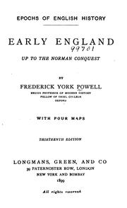 Cover of: Early England, Up to the Norman Conquest