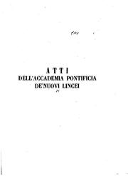 Cover of: Atti della Accademia pontificia de' nuovi Lincei