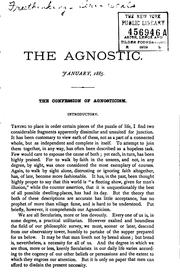 The Agnostic: A Monthly Journal of Liberal Thought by No name