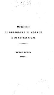 Cover of: Memorie di religione, di morale e di letteratura by [name missing]