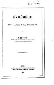 Cover of: Évhémère: son livre & sa doctrine