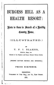 Cover of: Burgess Hill as a health resort: Hints to Those in Search of a Healthy ...