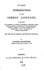 An easy introduction to the German language by Charles Eulenstein