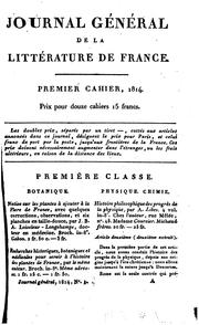 Journal général de la littérature de France ou répertoire méthodique by No name