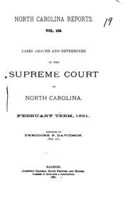 Cover of: North Carolina Reports: Cases Argued and Determined in the Supreme Court of ...