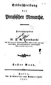 Cover of: Erdbeschreibung der preussischen Monarchie by 