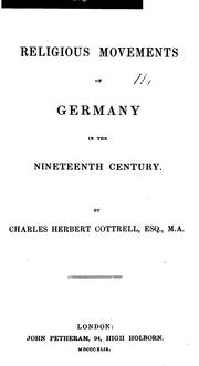 Cover of: Religious Movements of Germany in the Nineteenth Century by 