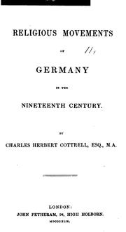 Cover of: Religious Movements of Germany in the Nineteenth Century