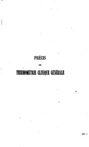 Cover of: Précis de thermométrie clinique générale by 