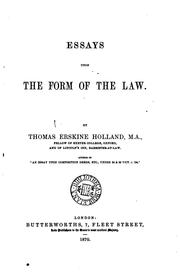 Cover of: Essays Upon the Form of the Law | 
