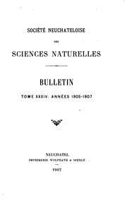 Cover of: Bulletin de la Société neuchâteloise des sciences naturelles by 