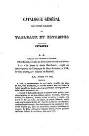 Cover of: Catalogue général des ventes publiques de tableaux et estampes depuis 1737