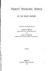 Cover of: Thirty Sterling Songs by the Great Masters