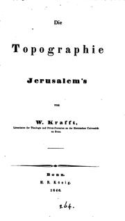 Cover of: Die Topographie Jerusalem's
