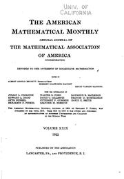 Cover of: The American Mathematical Monthly