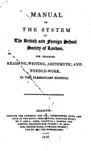 Cover of: Manual of the System of the British and Foreign School Society of London ...