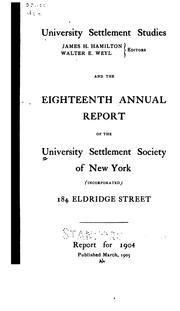 Cover of: University Settlement Studies