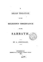 Cover of: A brief treatise on the religious observance of the sabbath
