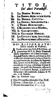 I dieci paradossi faceti e morali del Chiari da Pisa, i titoli de' quali ... by Francesco Raniero Chiari
