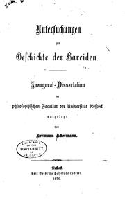 Cover of: Untersuchungen zur Geschichte der Barciden...