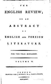 Cover of: The English Review, Or, An Abstract of English and Foreign Literature | 