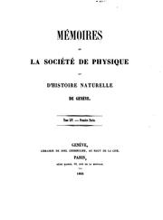 Cover of: Mémoires de la Société de physique et d'histoire naturelle de Genève