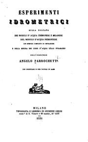 Cover of: Esperimenti idrometrici sulla portata dei moduli d' acqua cremonese e ... by Angelo Parrochetti