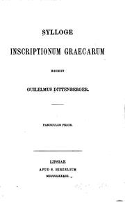 Cover of: Sylloge inscriptionum Græcarum