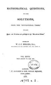 Cover of: Mathematical Questions with Their Solutions, from the "Educational Times"...