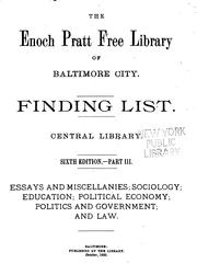 Cover of: Finding List: Central Library