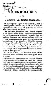 Cover of: A Reply of the Board of Managers: To a Report of a Committee of the Stockholders, of the ...