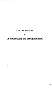 Sur les sources de la cosmogonie de Sanchoniathon by Ferdinand Eckstein