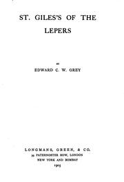 Cover of: St. Giles of the Lepers