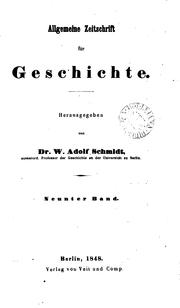 Cover of: Allgemeine Zeitschrift für Geschichte