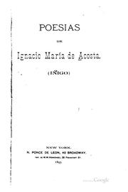 Cover of: Poesías de Ignacio María de Acosta(iñigo).